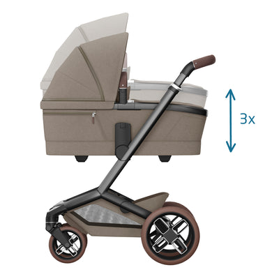 Maxi-Cosi Fame Premium 10 Piece Travel System - Twillic Truffle/Brown Wheels