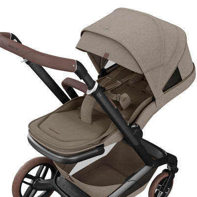 Maxi-Cosi Fame Premium 10 Piece Travel System - Twillic Truffle/Brown Wheels
