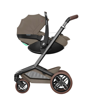 Maxi-Cosi Fame Premium 10 Piece Travel System - Twillic Truffle/Brown Wheels