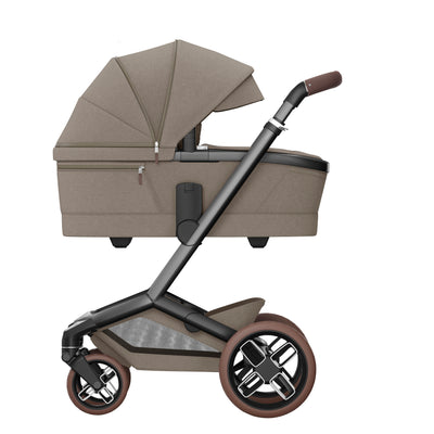 Maxi-Cosi Fame Premium 10 Piece Travel System - Twillic Truffle/Brown Wheels