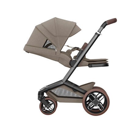 Maxi-Cosi Fame Premium 10 Piece Travel System - Twillic Truffle/Brown Wheels