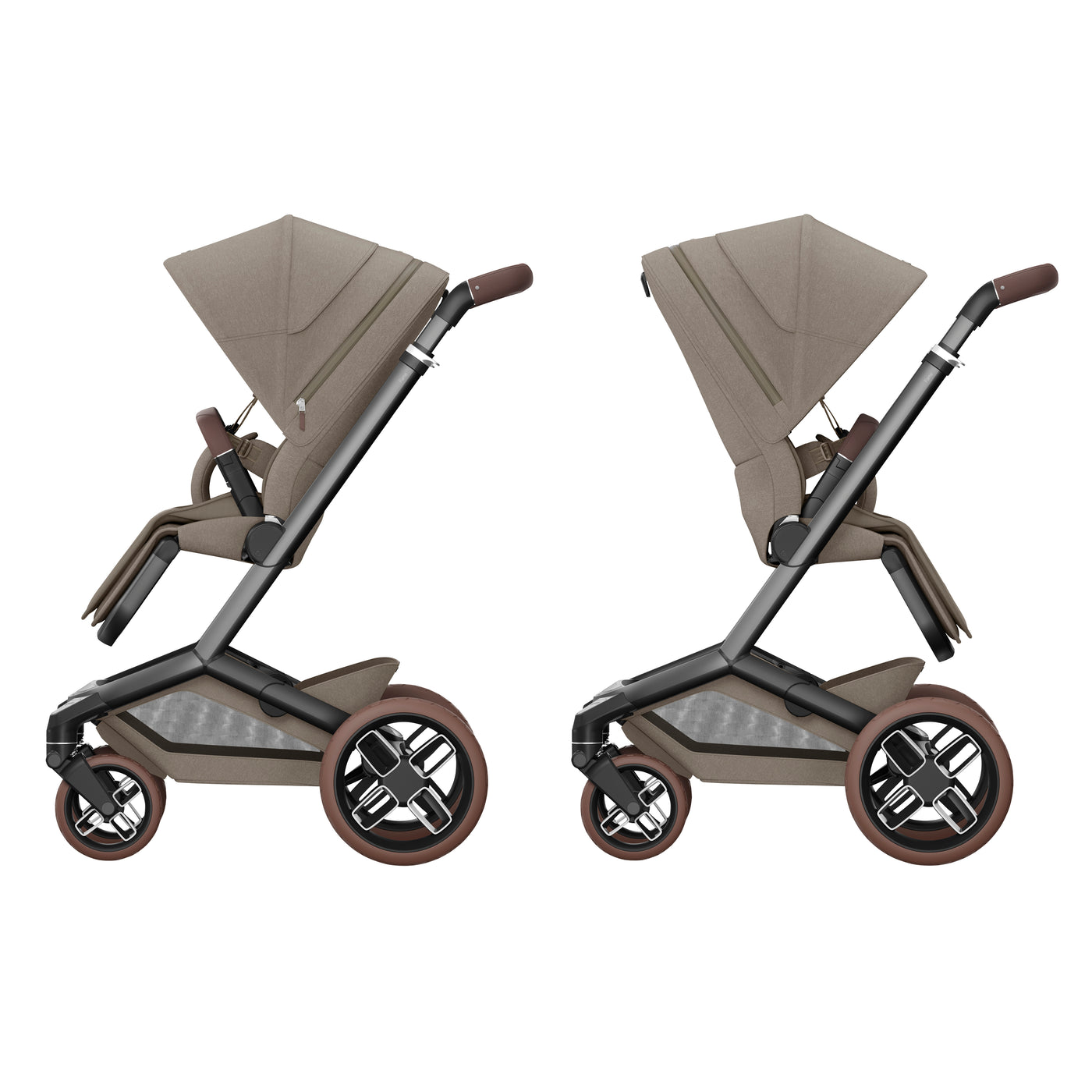 Maxi-Cosi Fame Premium 10 Piece Travel System - Twillic Truffle/Brown Wheels