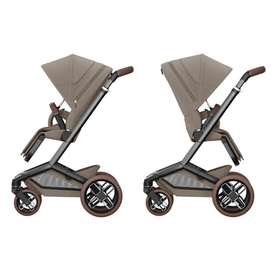 Maxi-Cosi Fame Premium 10 Piece Travel System - Twillic Truffle/Brown Wheels
