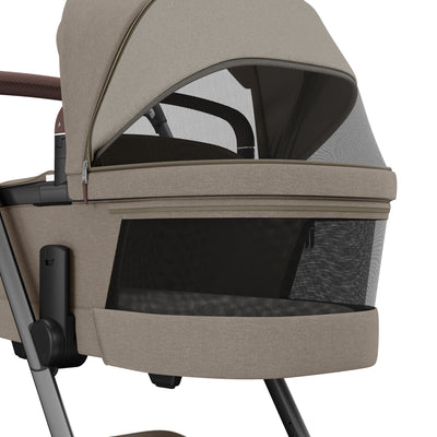 Maxi-Cosi Fame Premium 10 Piece Travel System - Twillic Truffle/Brown Wheels
