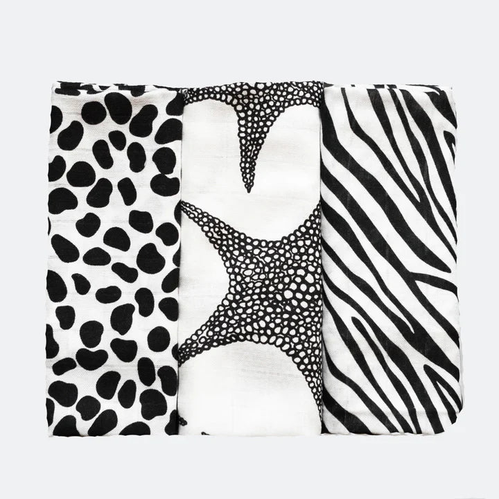 Etta Loves Animal Print Muslin 3-Pack - for newborn to 4 month old babies