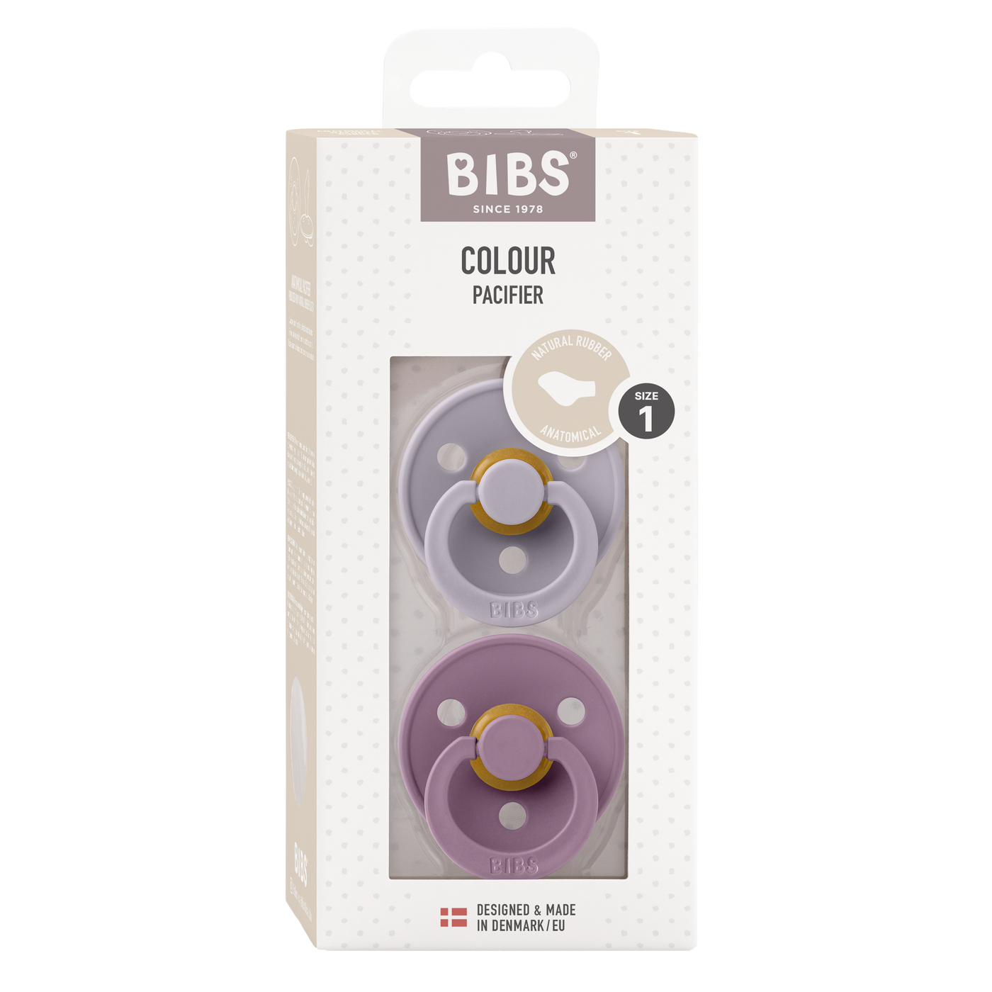 BIBS Colour Anatomical Pacifier - 2 Pack - Fossil Grey/Mauve