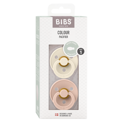 BIBS Colour Symmetrical Pacifier - 2 Pack - Ivory/Blush - Latex