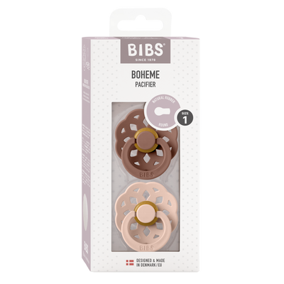 BIBS Boheme Latex Pacifiers - Blush/Woodchuck - 2 Pack