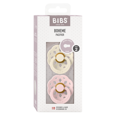 BIBS Boheme Latex Pacifiers - Ivory/Blossom - 2 Pack