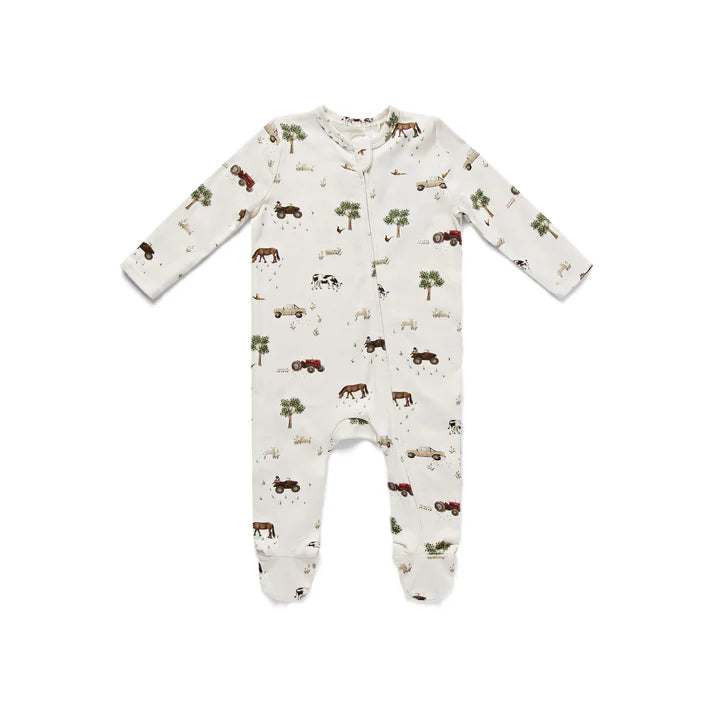 Eleanor Charles On The Farm Print Zip Sleepsuit