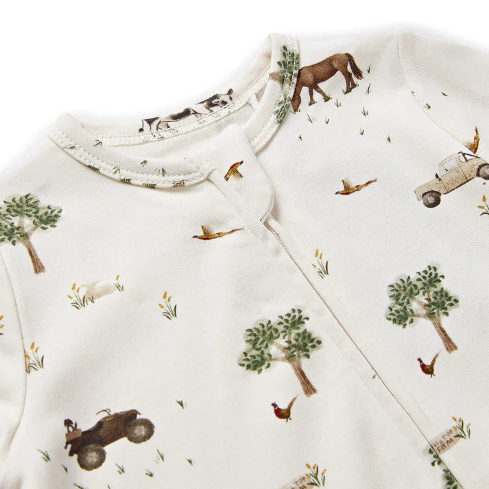 Eleanor Charles On The Farm Print Zip Sleepsuit