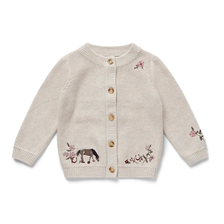 Eleanor Charles Horseshoe Floral Organic Cotton Cardigan