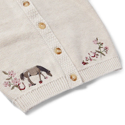 Eleanor Charles Horseshoe Floral Organic Cotton Cardigan