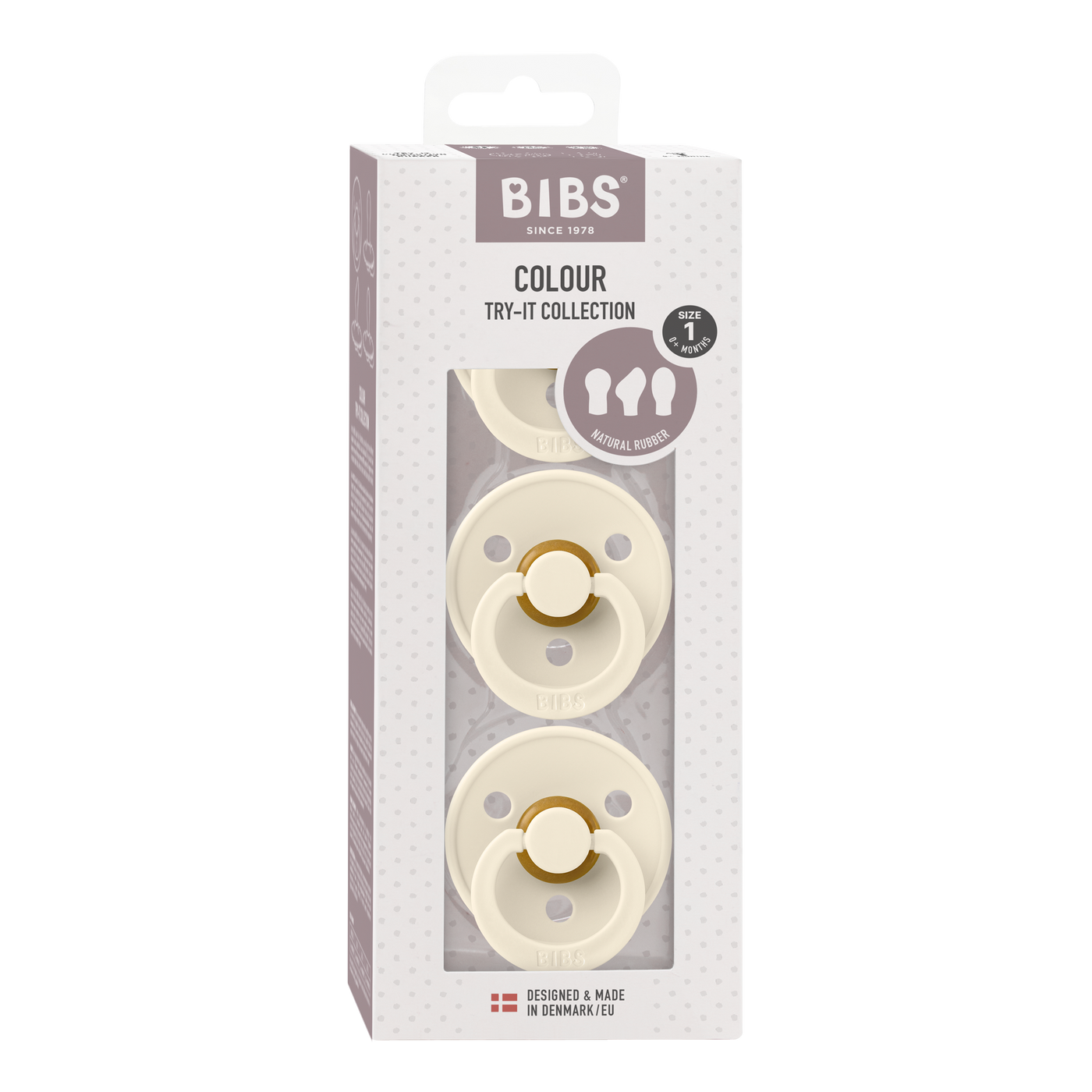 BIBS Try-It Colour Pacifiers - 3 Pack - Ivory