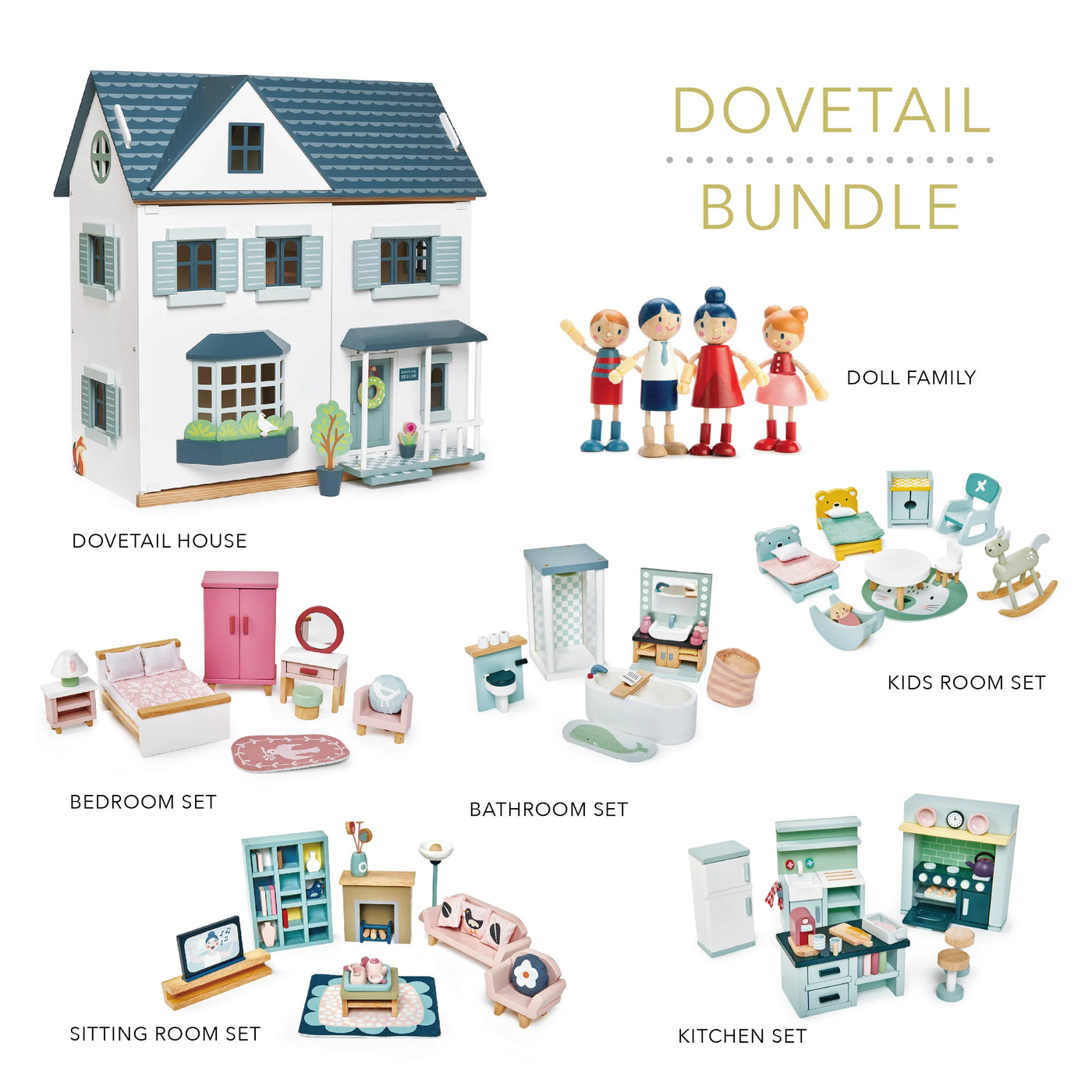 Tender Leaf Dovetail Bundle (Dovetail House, Doll Family, 5 Room Sets)