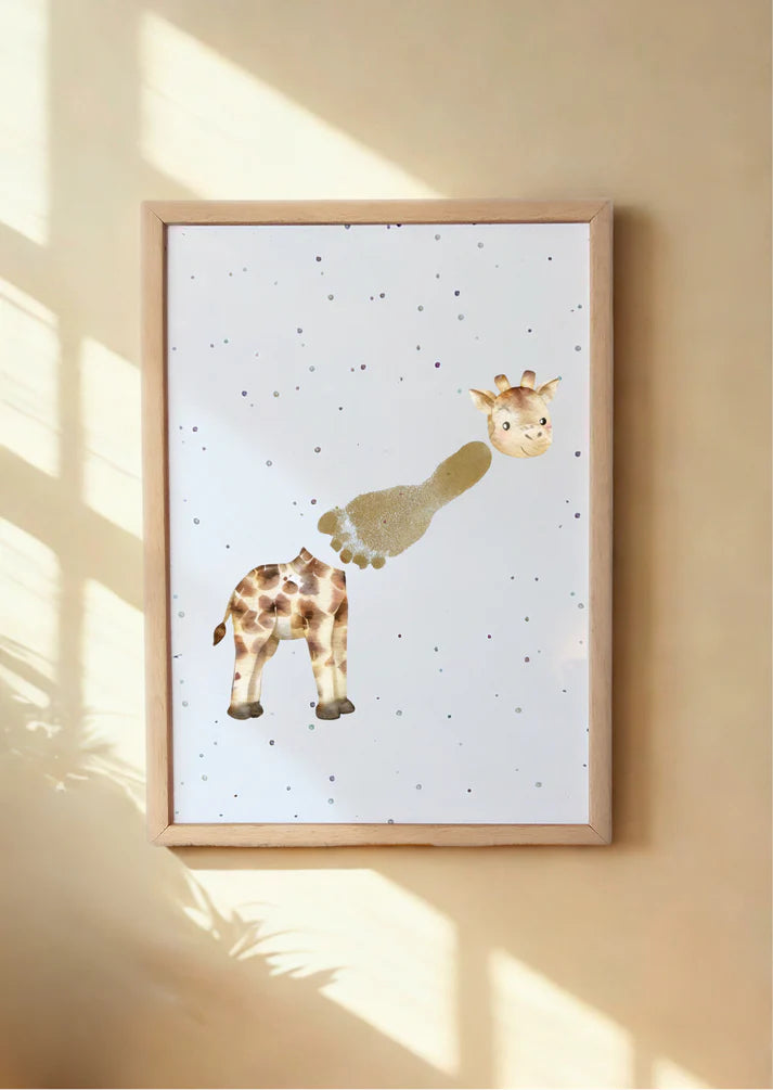Little Paws Big Memories  Giraffe Footprint Keepsake Print - A4