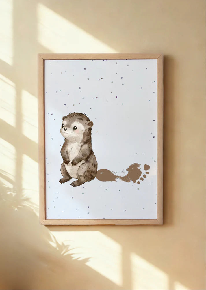 Little Paws Big Memories  Otter Footprint Keepsake Print - A4