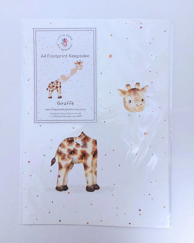 Little Paws Big Memories  Giraffe Footprint Keepsake Print - A4