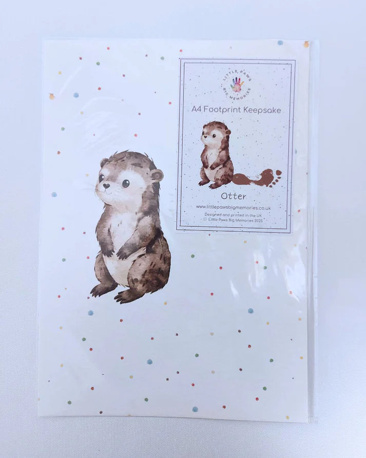 Little Paws Big Memories  Otter Footprint Keepsake Print - A4