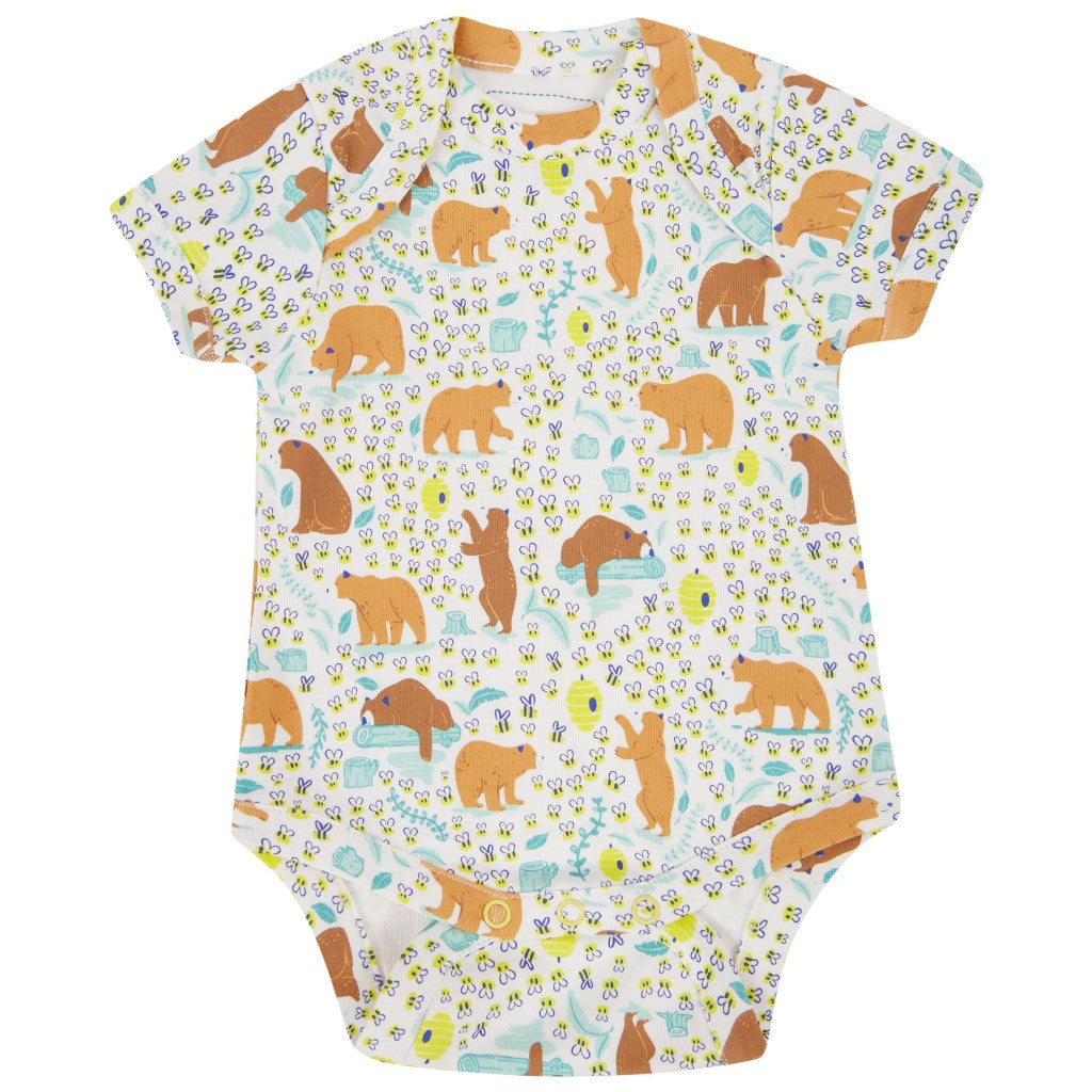 Piccalilly Baby Bodysuit - Baby Bear All Over Print