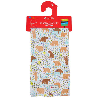 Piccalilly Muslin Swaddle - Baby Bear