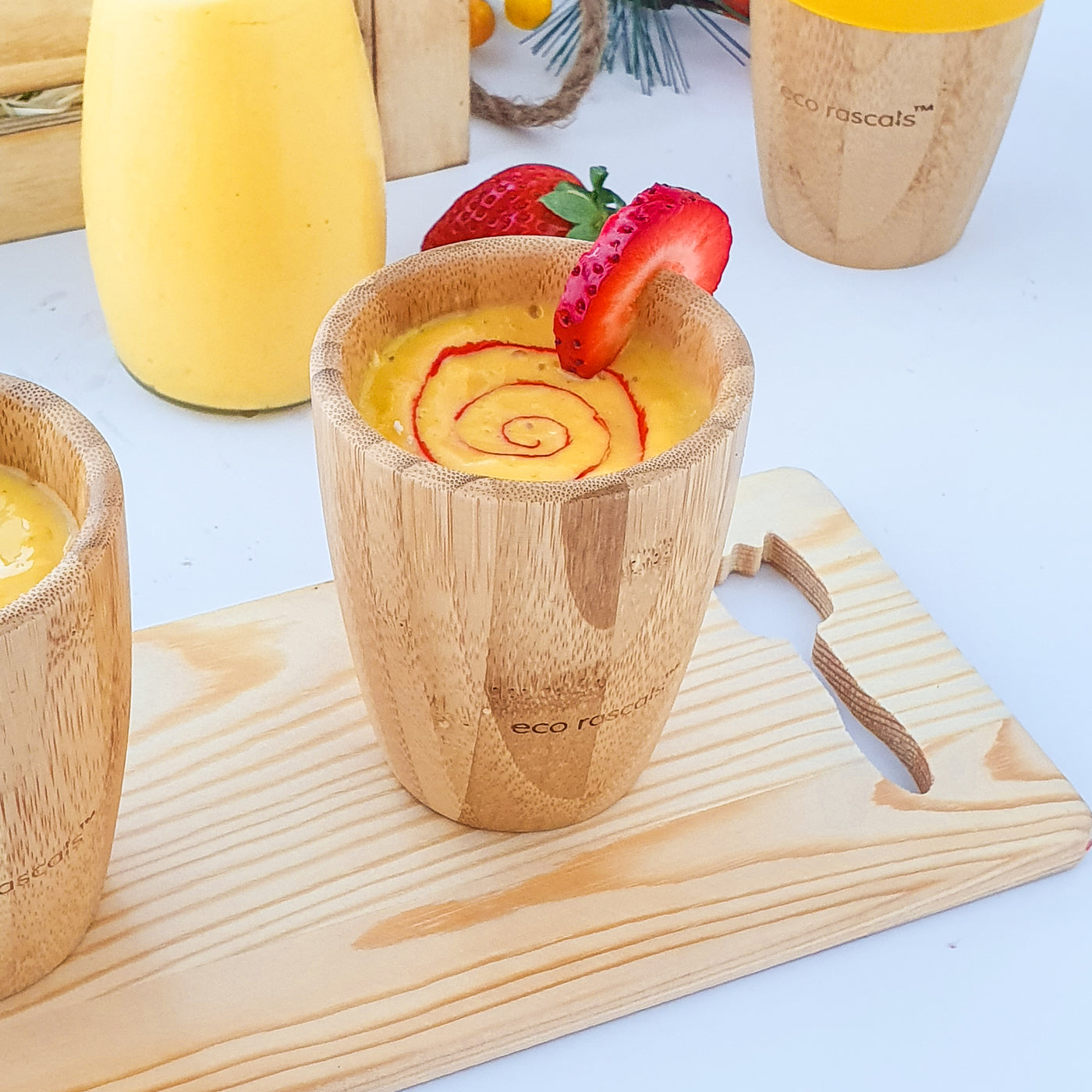 Bamboo Cup (190ml) with Silicone Sippy Feeder-Yellow