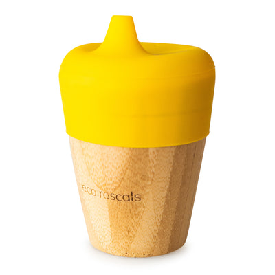Bamboo Cup (190ml) with Silicone Sippy Feeder-Yellow